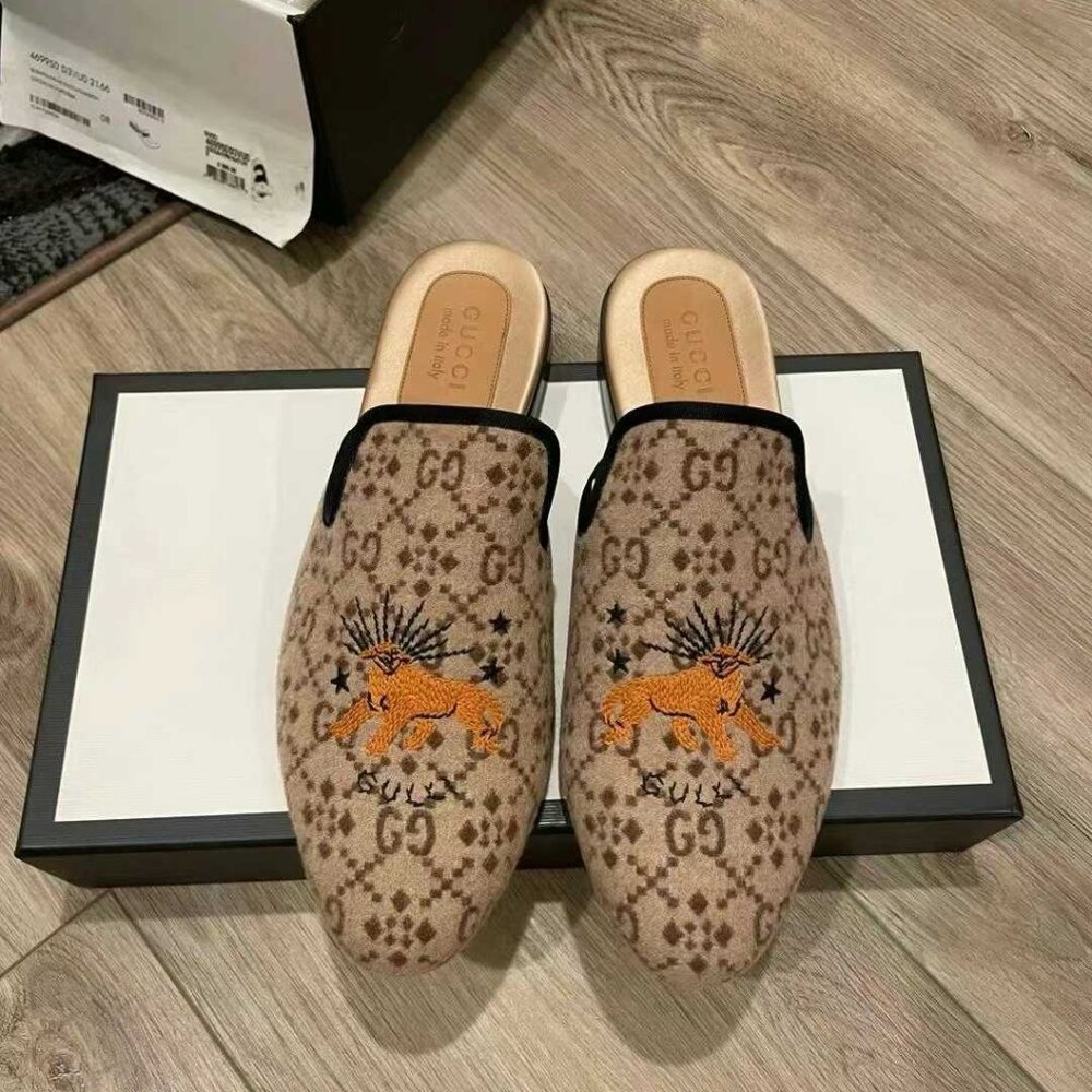 NIB Authentic Gucci GG Wool Mules NWT - image 1